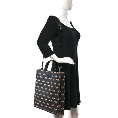 Gucci GG Supreme Monogram Bee Multicolor Appia Calfskin Vertical Tote Black Multicolor 2 of 10
