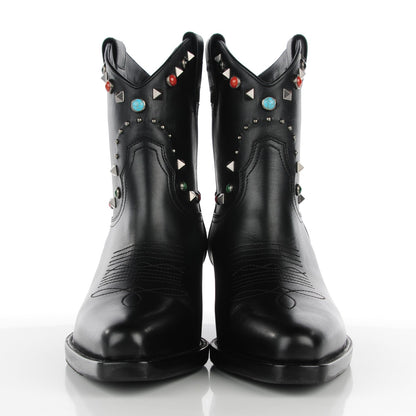 Valentino Garavani Calfskin Rockstud Rolling Cowboy Ankle Boots 39 Black 2 of 9