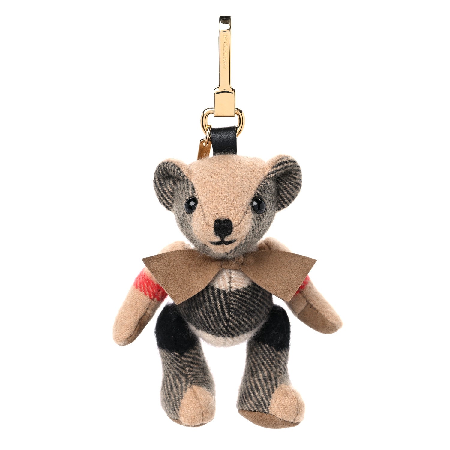 Burberry Cashmere House Check Thomas Bear Bag Charm Camel Gold 1 of 4