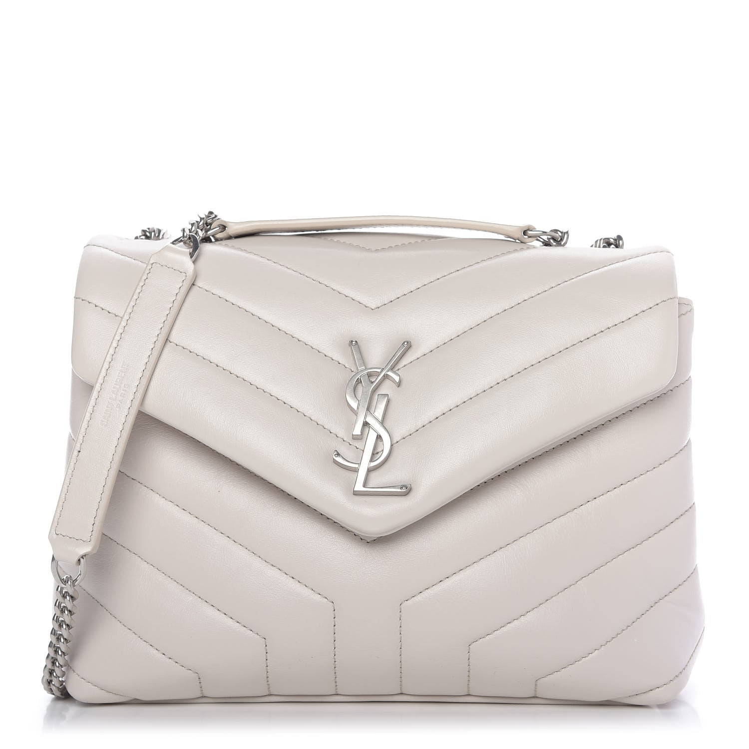 Saint Laurent Calfskin Y Quilted Monogram Small Loulou Chain Satchel Granite 1 of 11