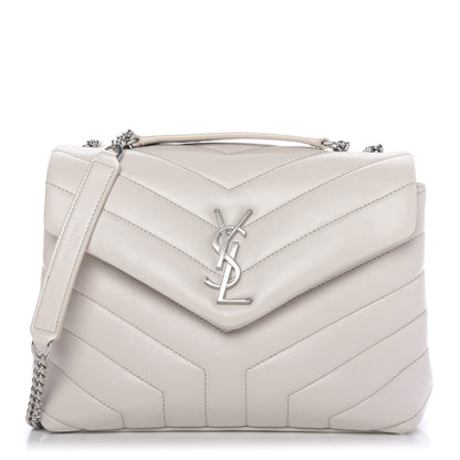 Saint Laurent Calfskin Y Quilted Monogram Small Loulou Chain Satchel Granite 1 of 11