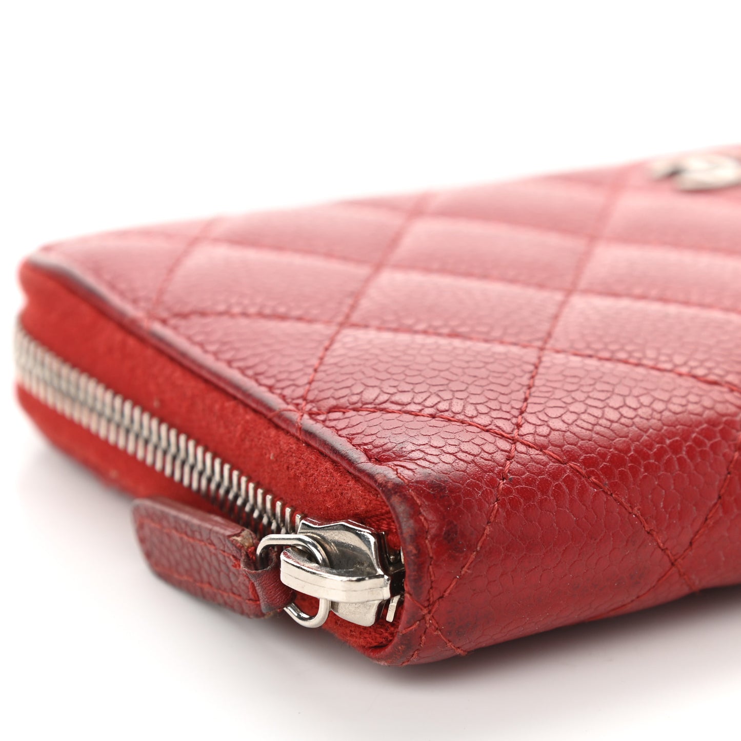 Caviar Quilted Large Gusset Zip Around Wallet Red