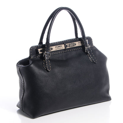 Fendi Calfskin Romano Selleria Villa Borghese Tote Black 3 of 11
