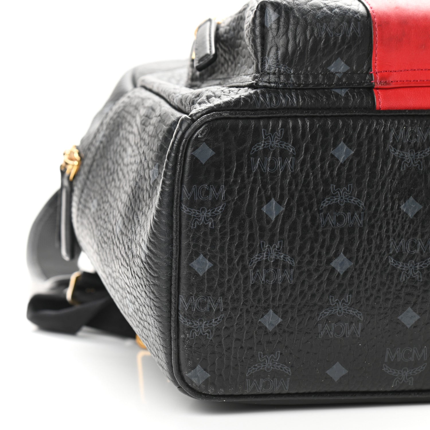 MCM Visetos Medium Stark Logo Stripe Backpack Black Red 9 of 18
