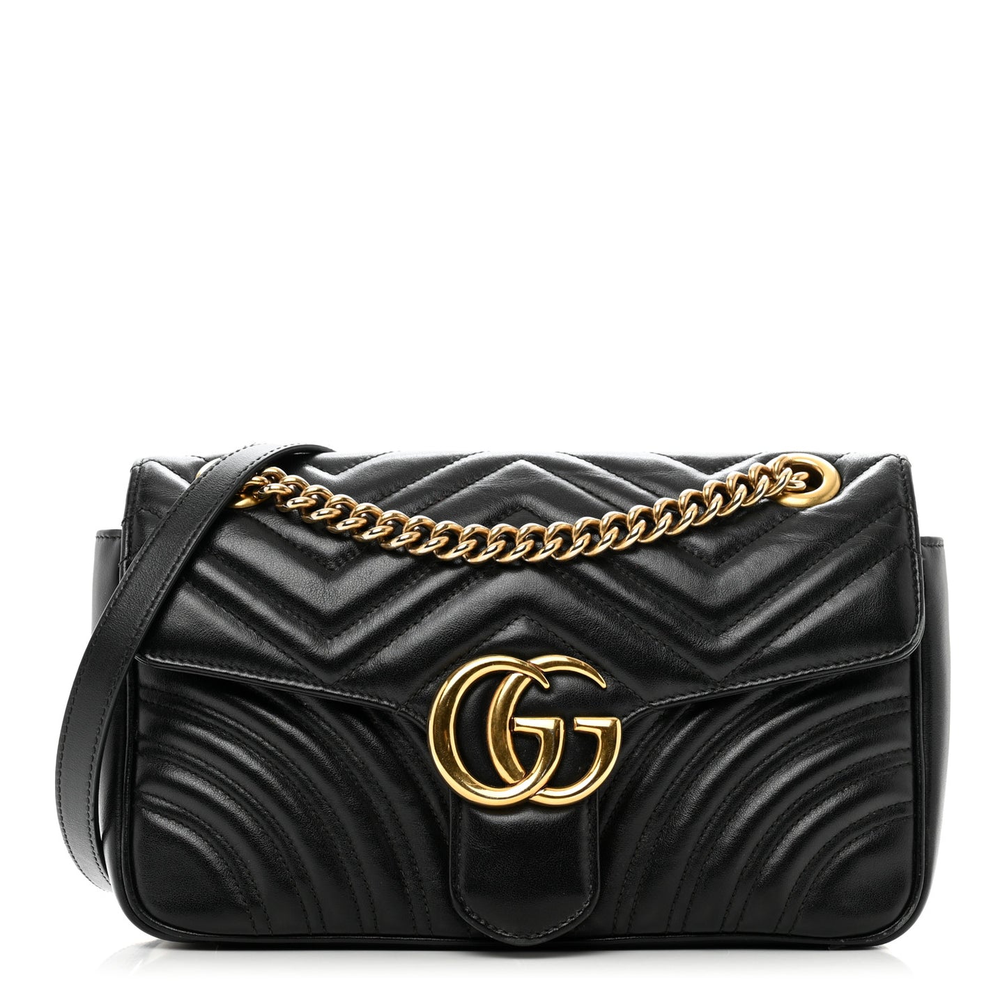Calfskin Matelasse Small GG Marmont Shoulder Bag Black