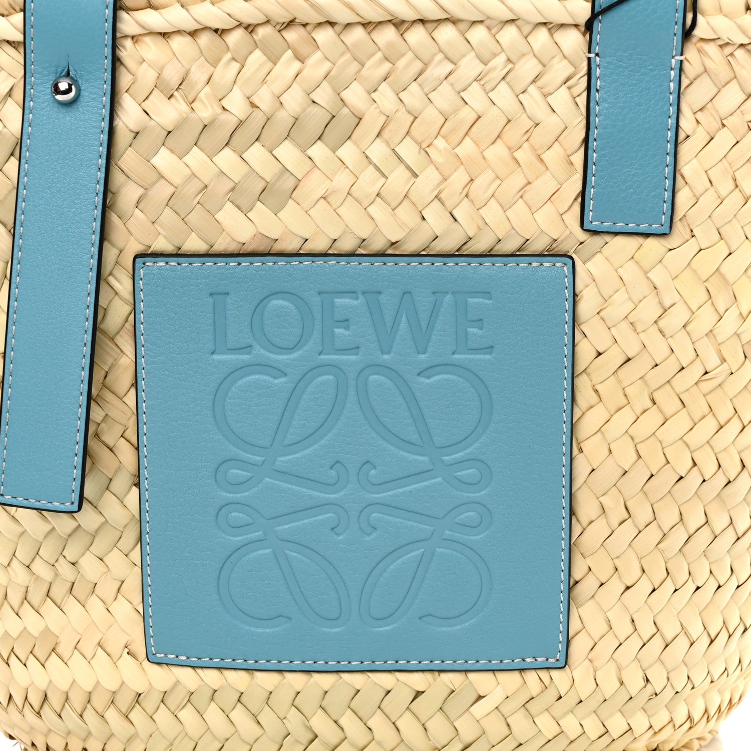 Loewe Raffia Basket Tote Bag Natural Light Blue 8 of 11