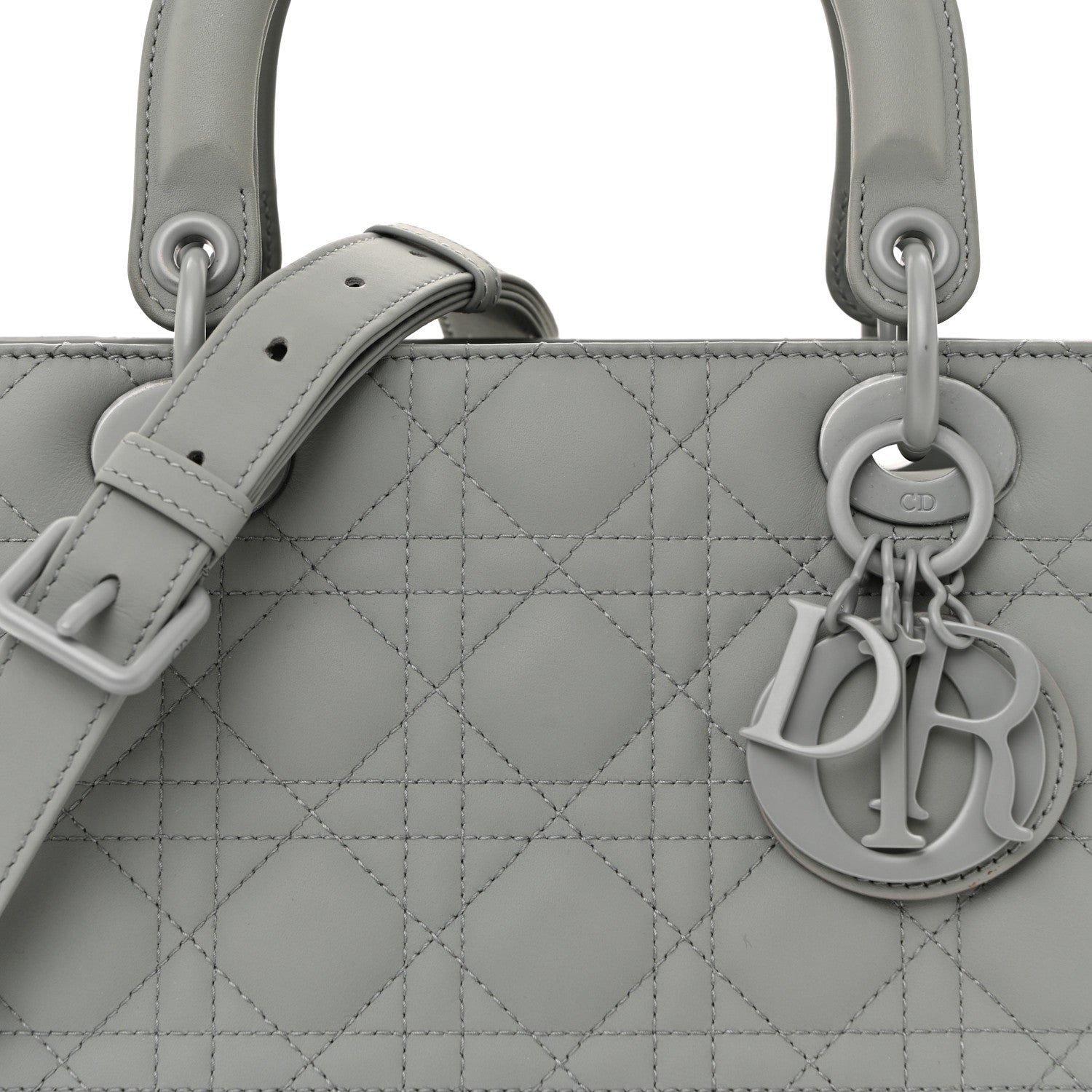 Christian Dior Ultra Matte Calfskin Cannage Medium Lady Dior Grey