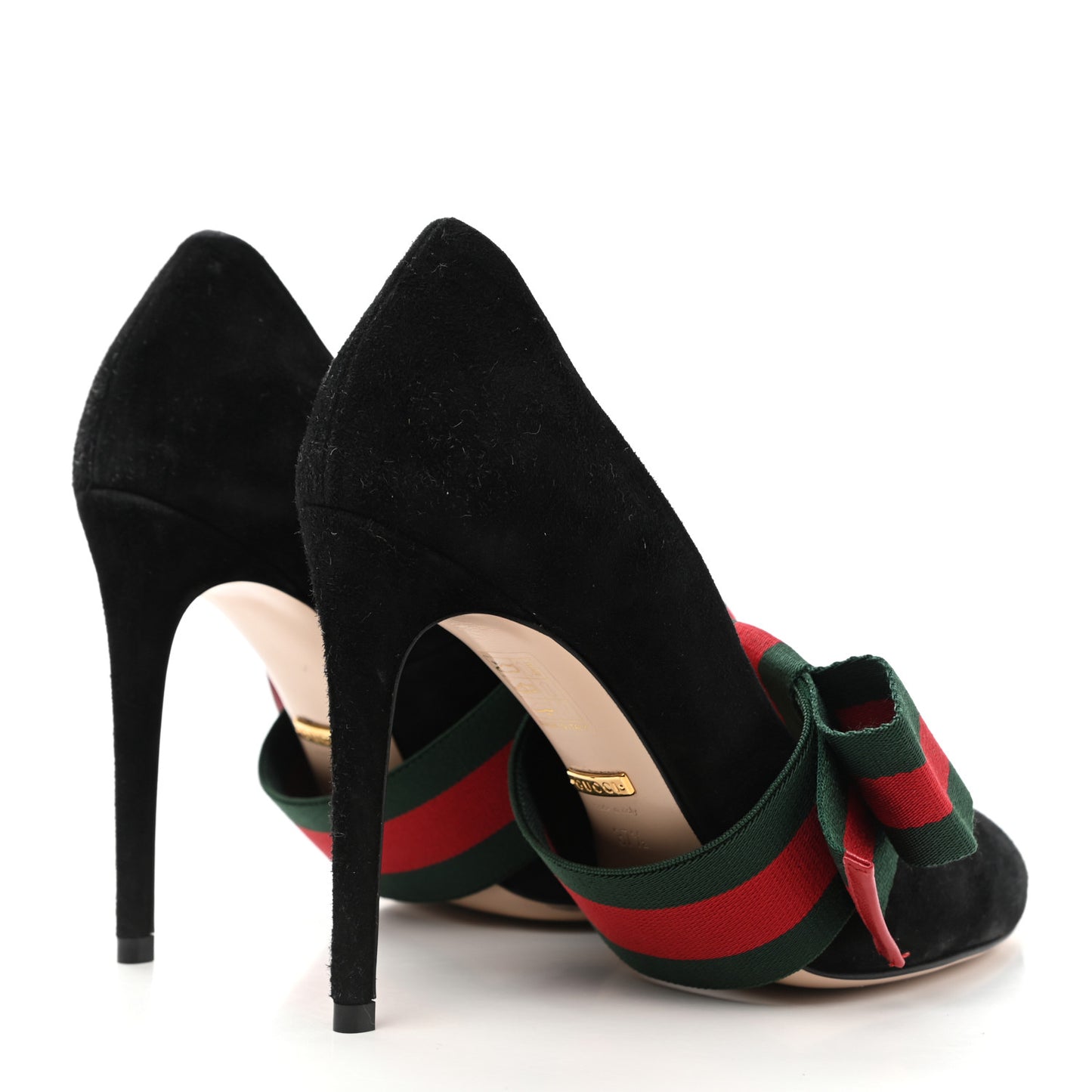 Kid Scamosciato Removable Web Bow High Heel Pumps 37.5 Black