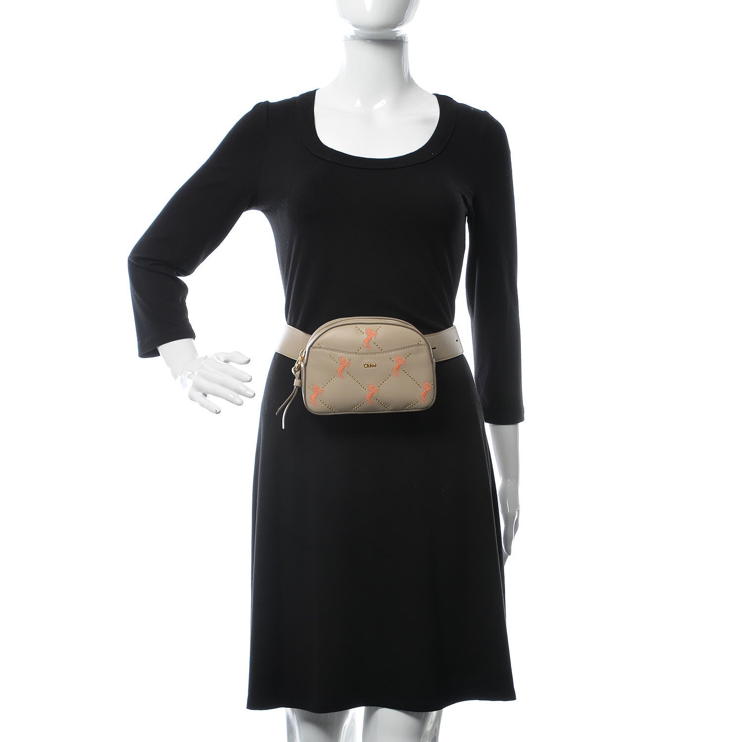 Chloe Smooth Calfskin Little Horses Embroidered Signature Belt Bag Pastel Grey 2 of 9