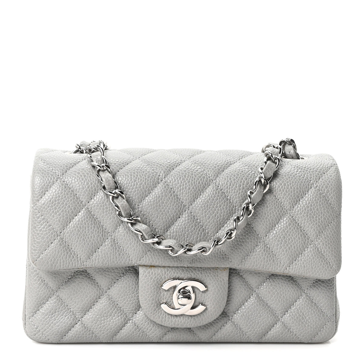 Chanel Caviar Quilted Mini Rectangular Flap Light Grey 1 of 11