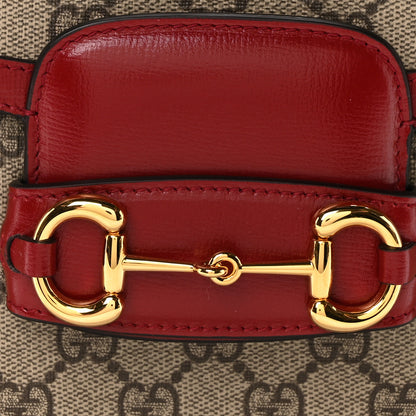 Gucci GG Supreme Monogram Azalea Calfskin Horsebit 1955 Shoulder Bag Beige Ebony New Cherry Red 8 of 10