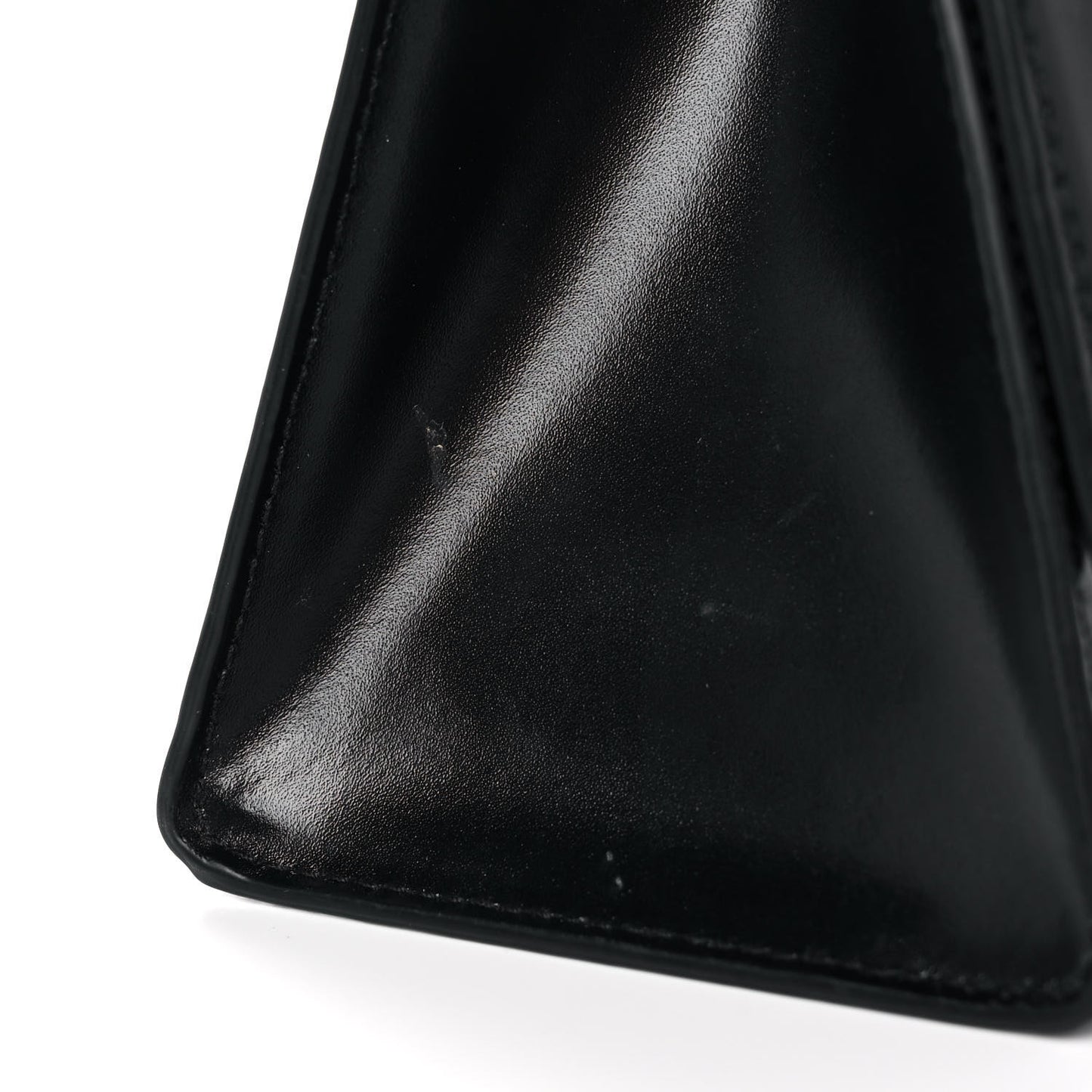 Shiny Box Calfskin Small Hourglass Top Handle Bag Black
