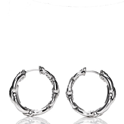 David Yurman Sterling Silver Diamond 23mm Wellesley Hoop Earrings 2 of 5