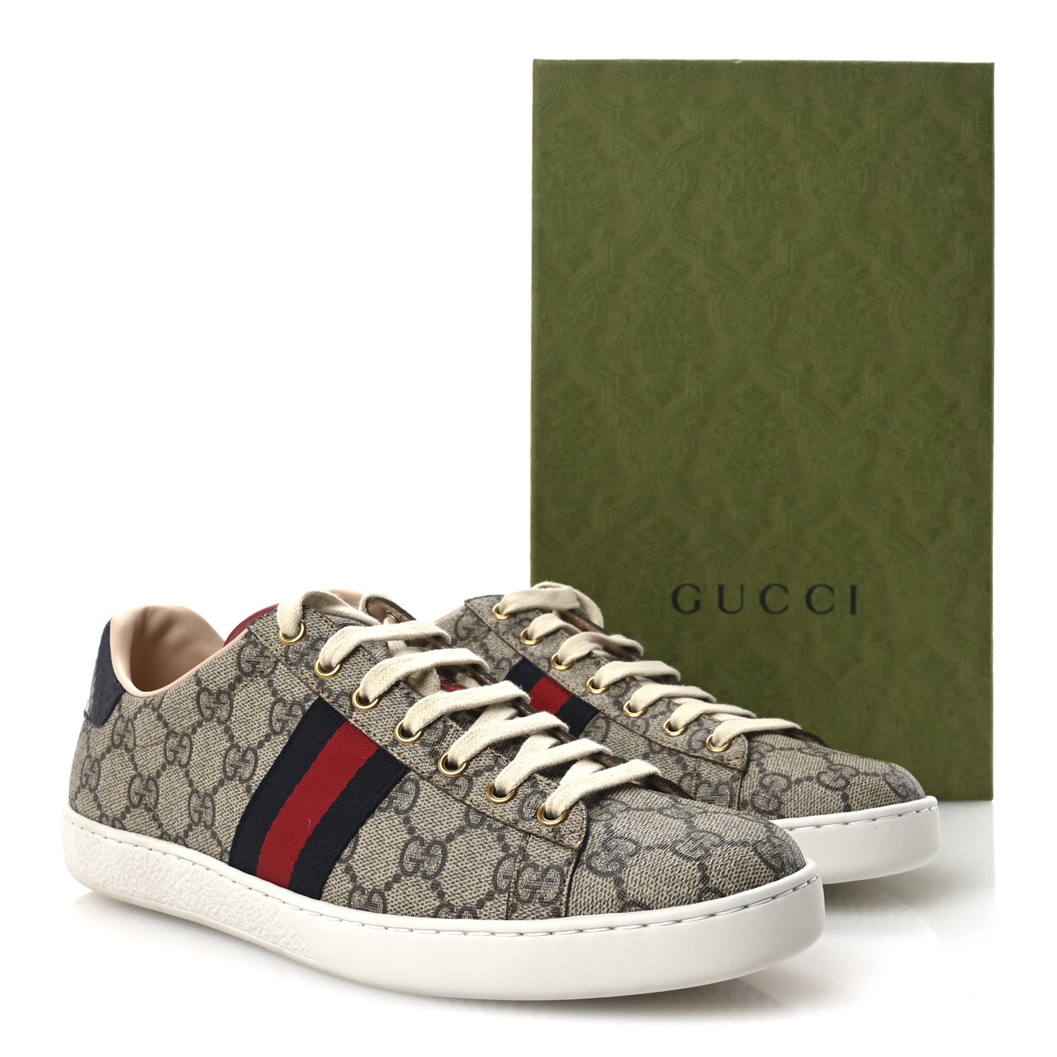 Gucci GG Supreme Monogram Womens Ace Low-Top Sneaker 41 Beige 9 of 9