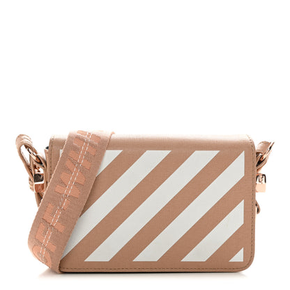 Off-White Saffiano Striped Mini Diag Bag Nude White 1 of 21