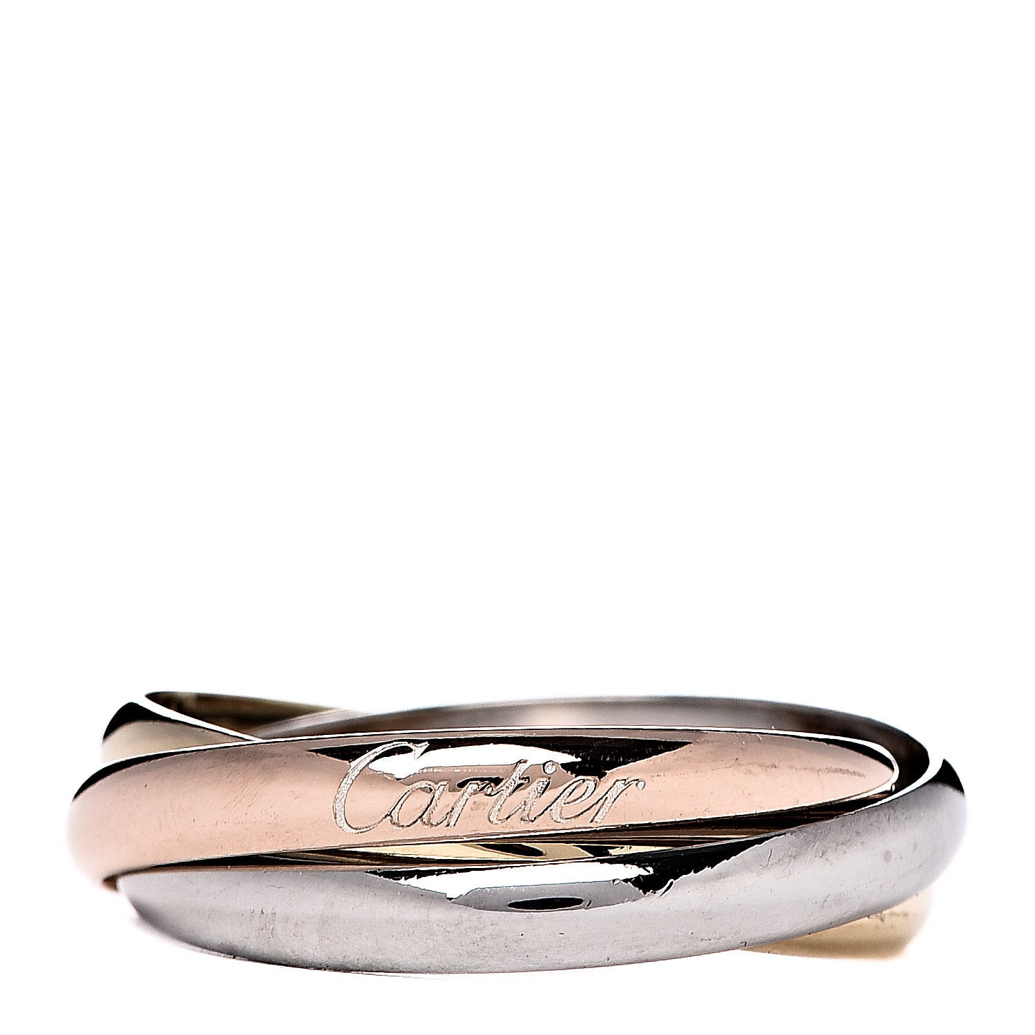 Cartier 18K Pink Yellow White Gold Small Trinity Ring 58 8.25 1 of 5