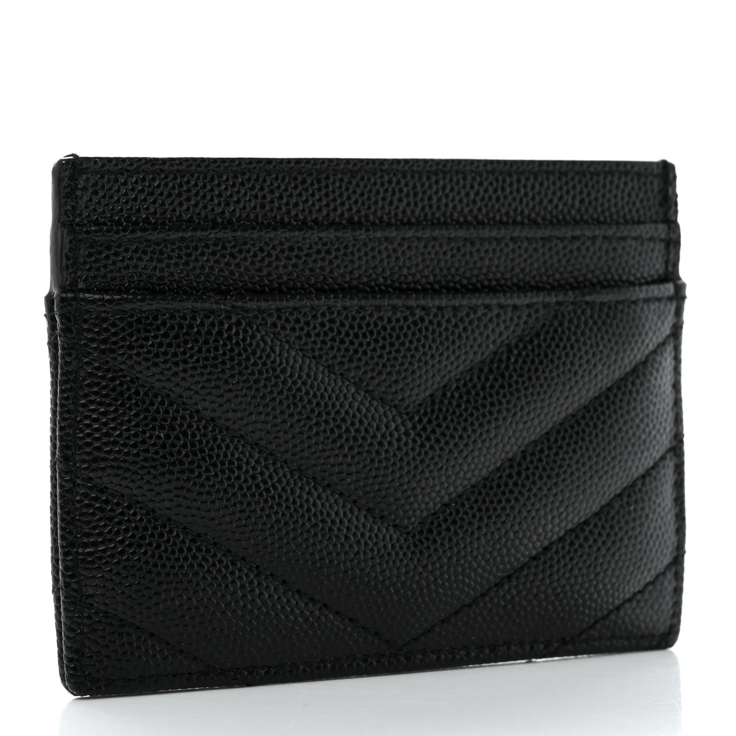 Grain De Poudre Matelasse Chevron Monogram Credit Card Case Black