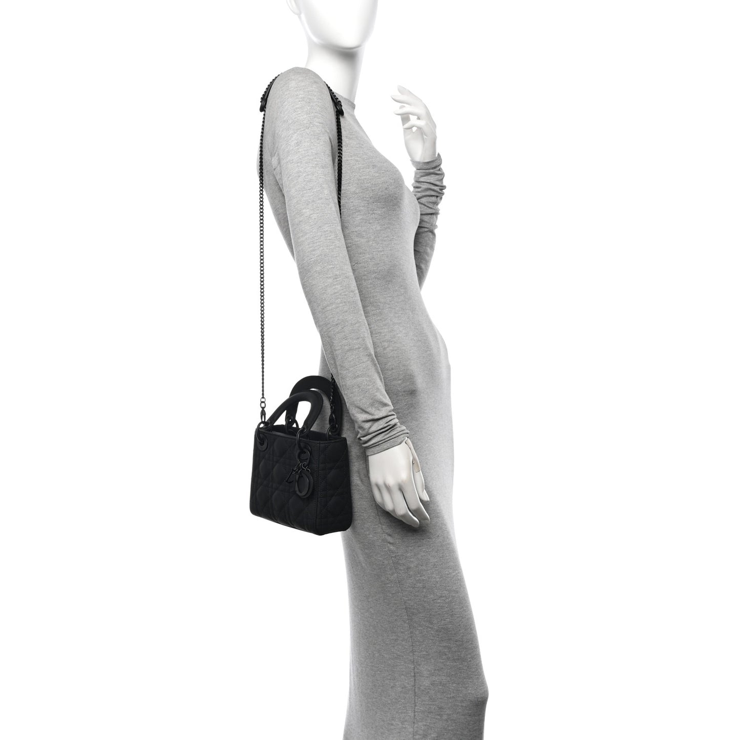 Ultra Matte Calfskin Cannage Mini Lady Dior Black