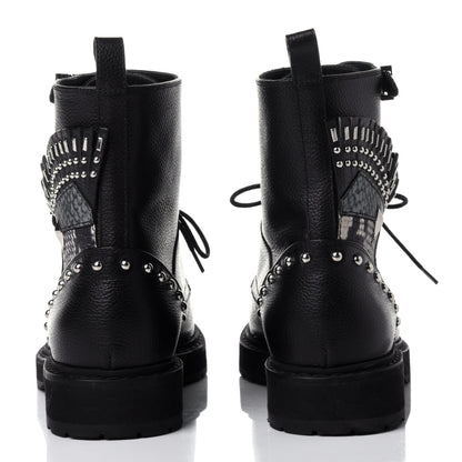 Fendi Calfskin Studded Bugs Combat Boots 36.5 Black 5 of 10