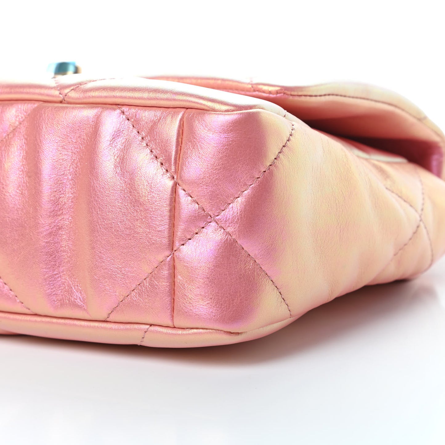 Iridescent Calfskin Quilted Medium 19 Flap Pink