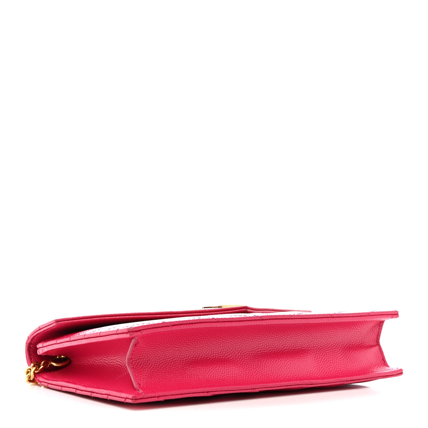 Saint Laurent Grain De Poudre Matelasse Chevron Monogram Envelope Chain Wallet Bubblegum 4 of 15