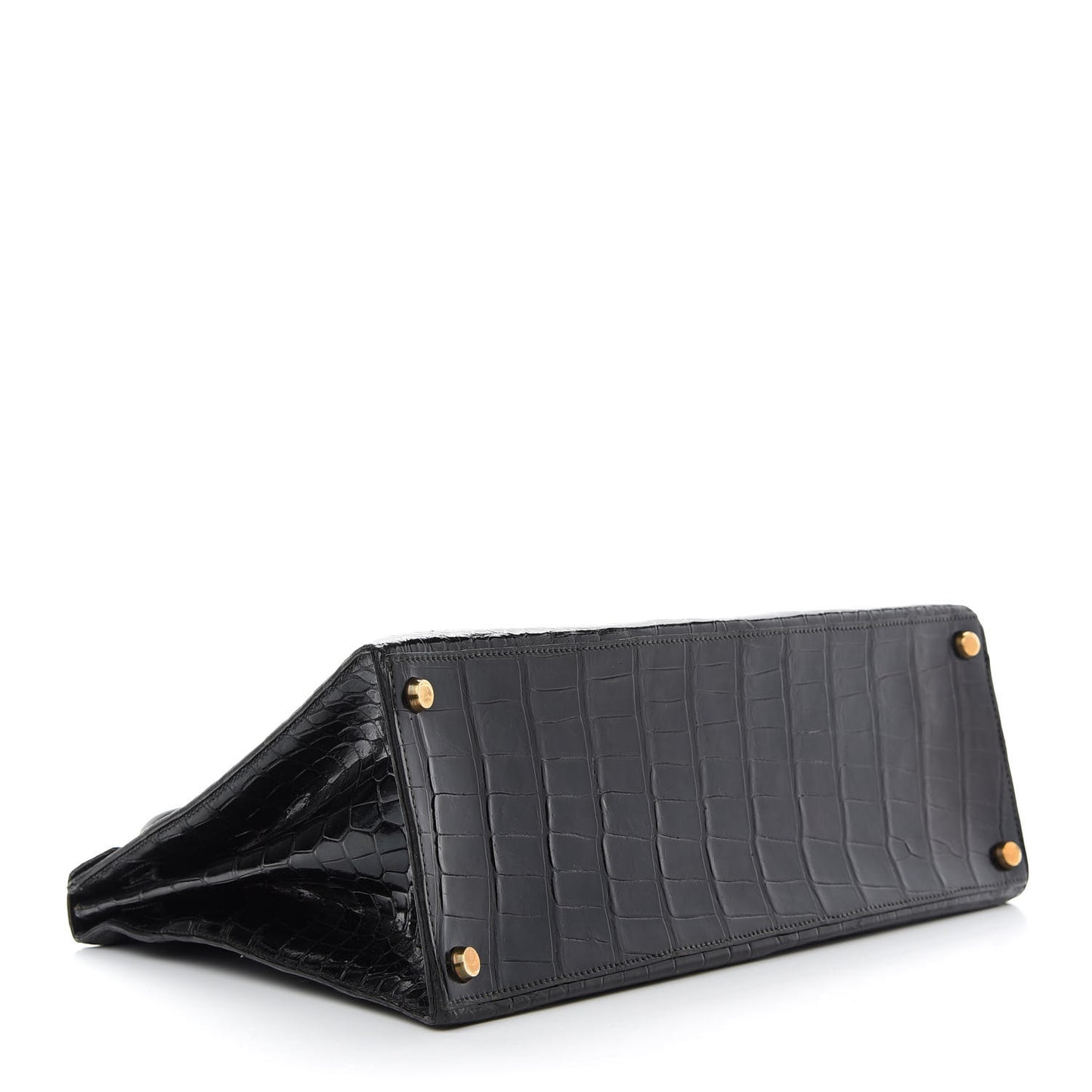 Shiny Porosus Crocodile Kelly Sellier 32 Black