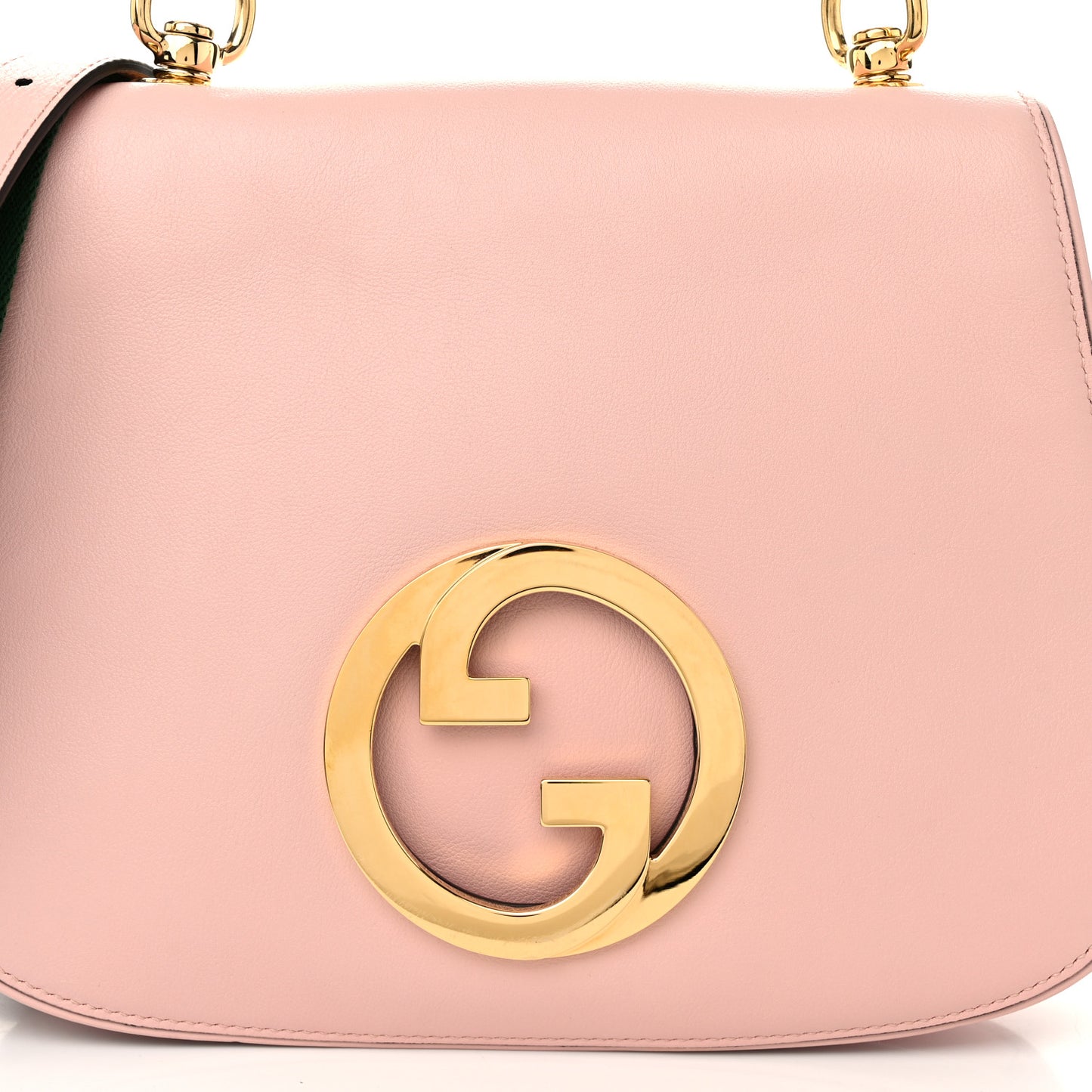 Roxy Calfskin Web Medium Blondie Top Handle Shoulder Flap Bag Powder Pink