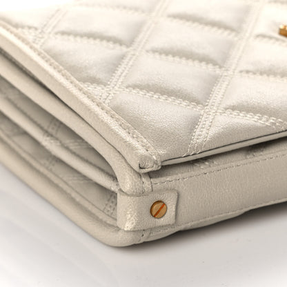 Saint Laurent Lambskin Diamond Quilted Becky Chain Wallet Blanc Vintage 8 of 13