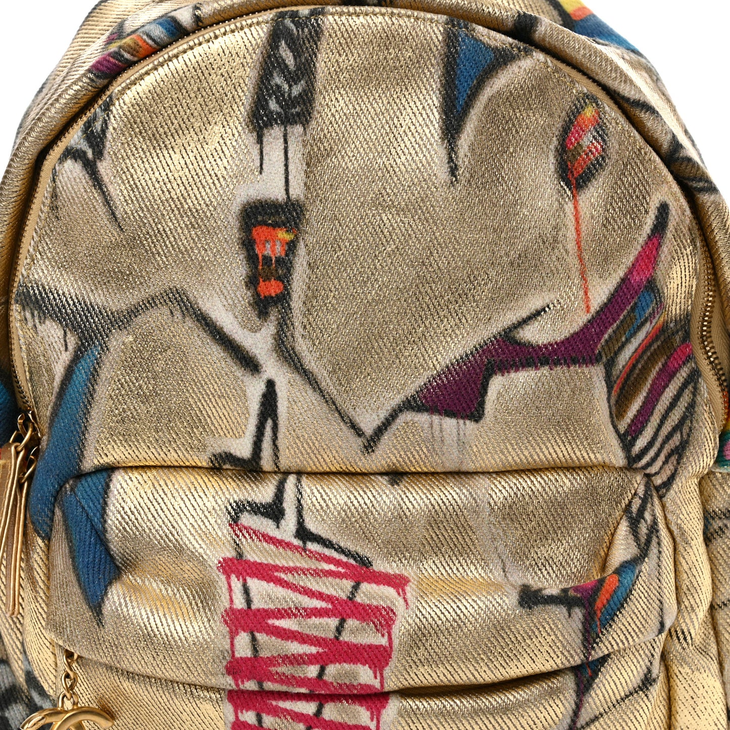 Graffiti Printed Canvas Street Spirit Backpack Multicolor