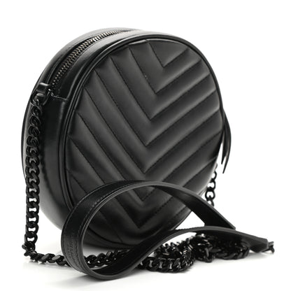 Saint Laurent Calfskin Matelasse Chevron Round Vinyle Camera Bag Black 3 of 8