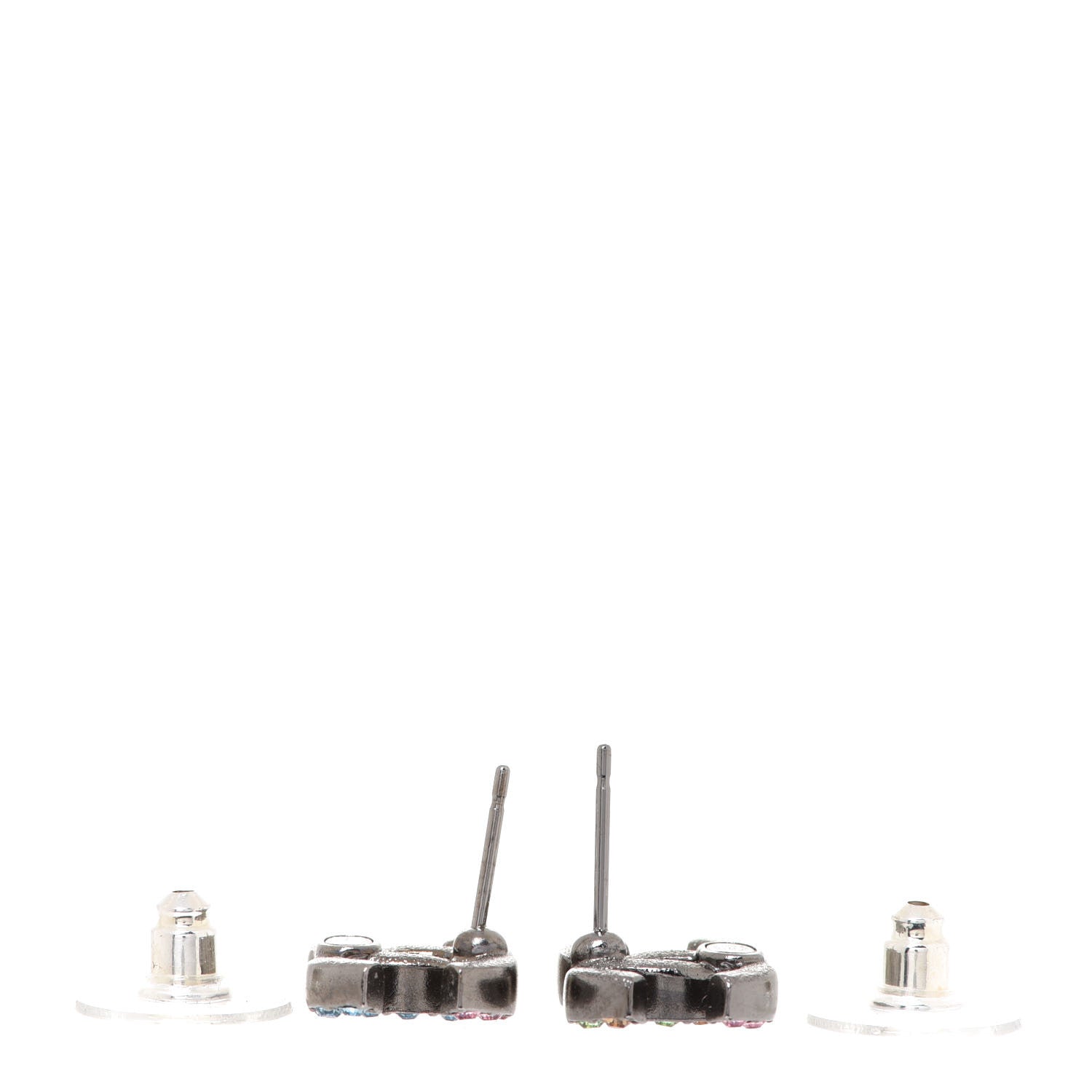 Chanel Ruthenium Crystal CC Earrings Multicolor 3 of 5