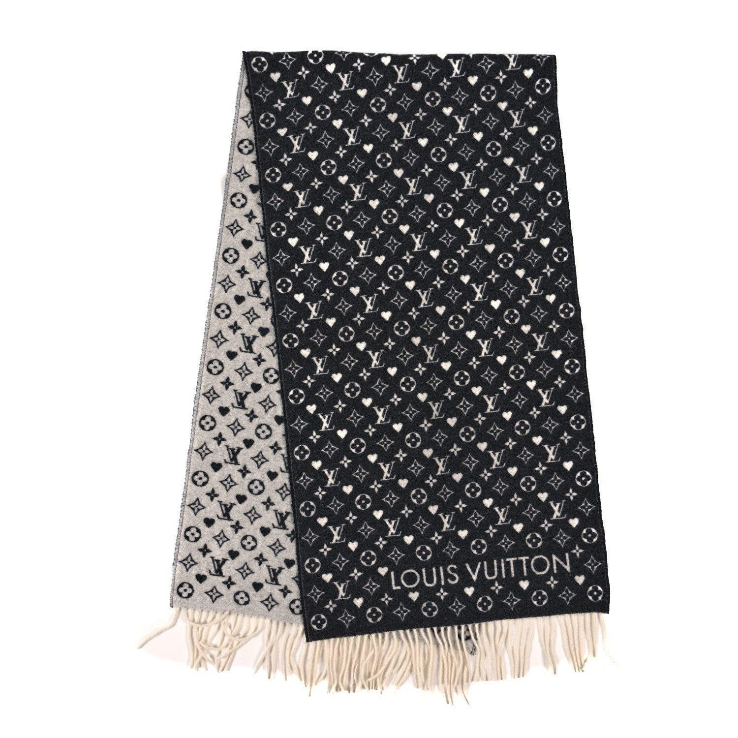 Louis Vuitton Cashmere Monogram Game On Scarf Black 2 of 3