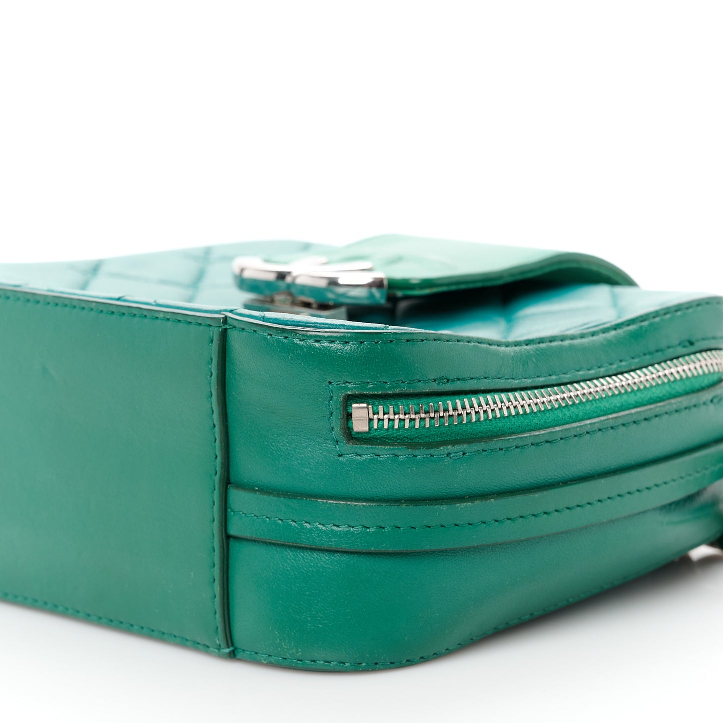 Lambskin Quilted Mini CC Box Camera Bag Green