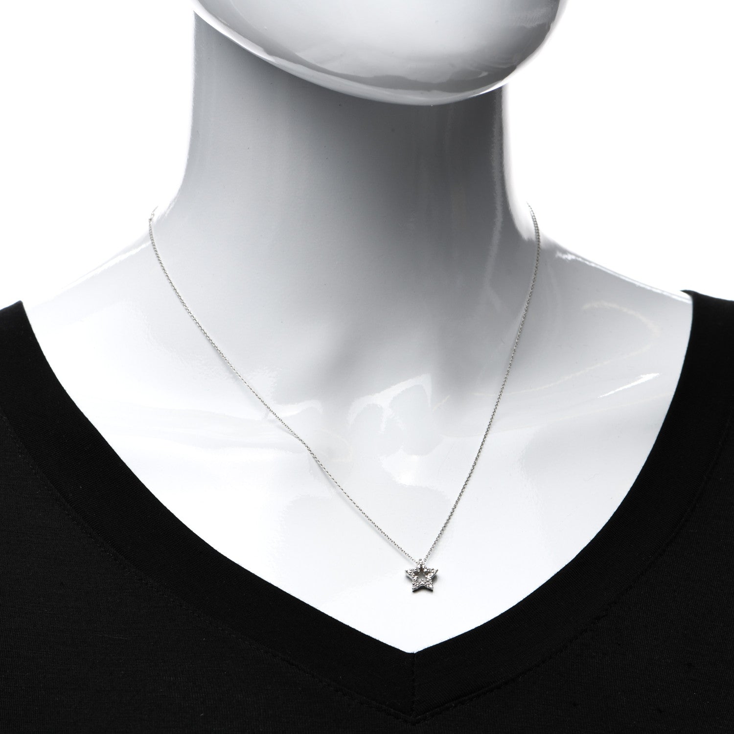 Roberto Coin 18K White Gold Diamond Tiny Treasures Star Pendant Necklace 2 of 4