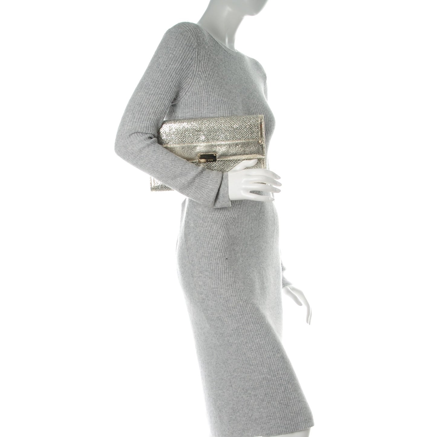 Glitter Fabric Reese L Clutch Champagne