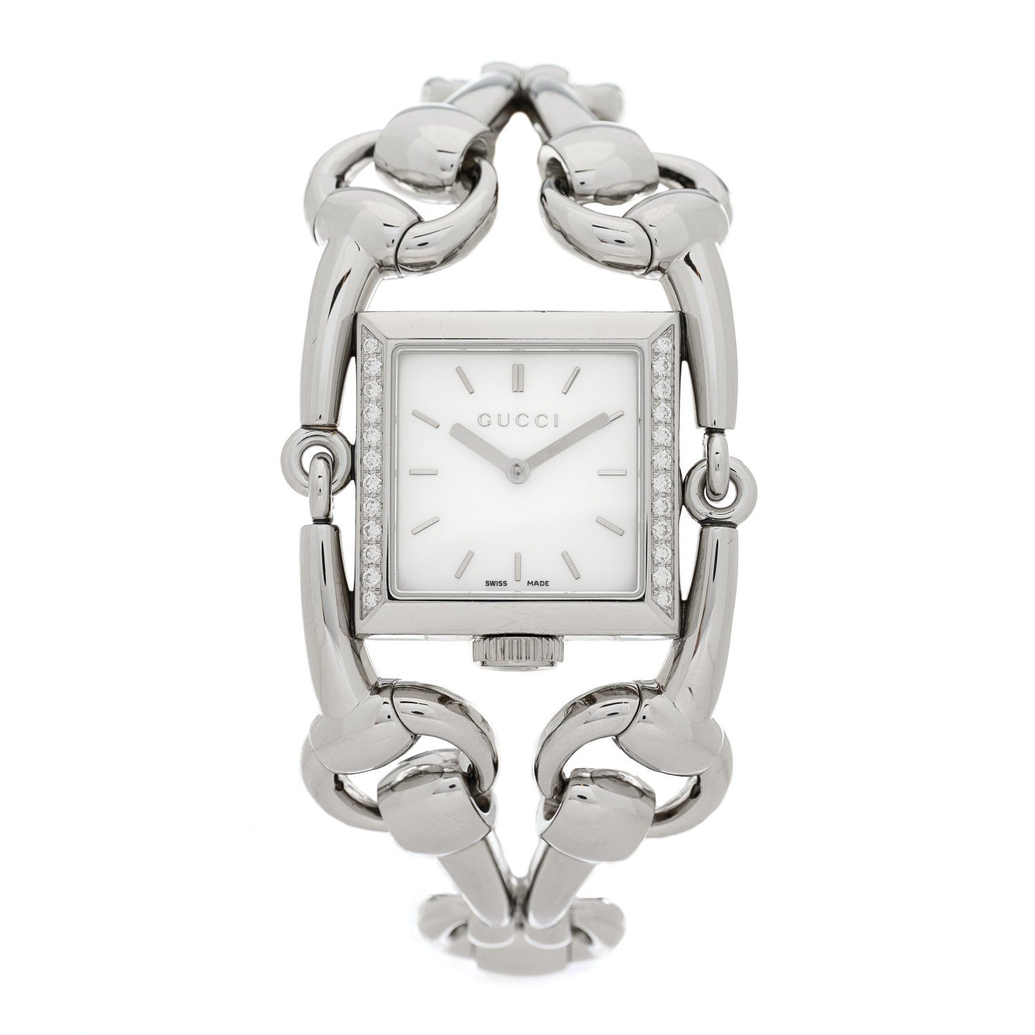 Gucci Stainless Steel Diamond Mother of Pearl 25mm Signoria Quartz Watch 1 of 3