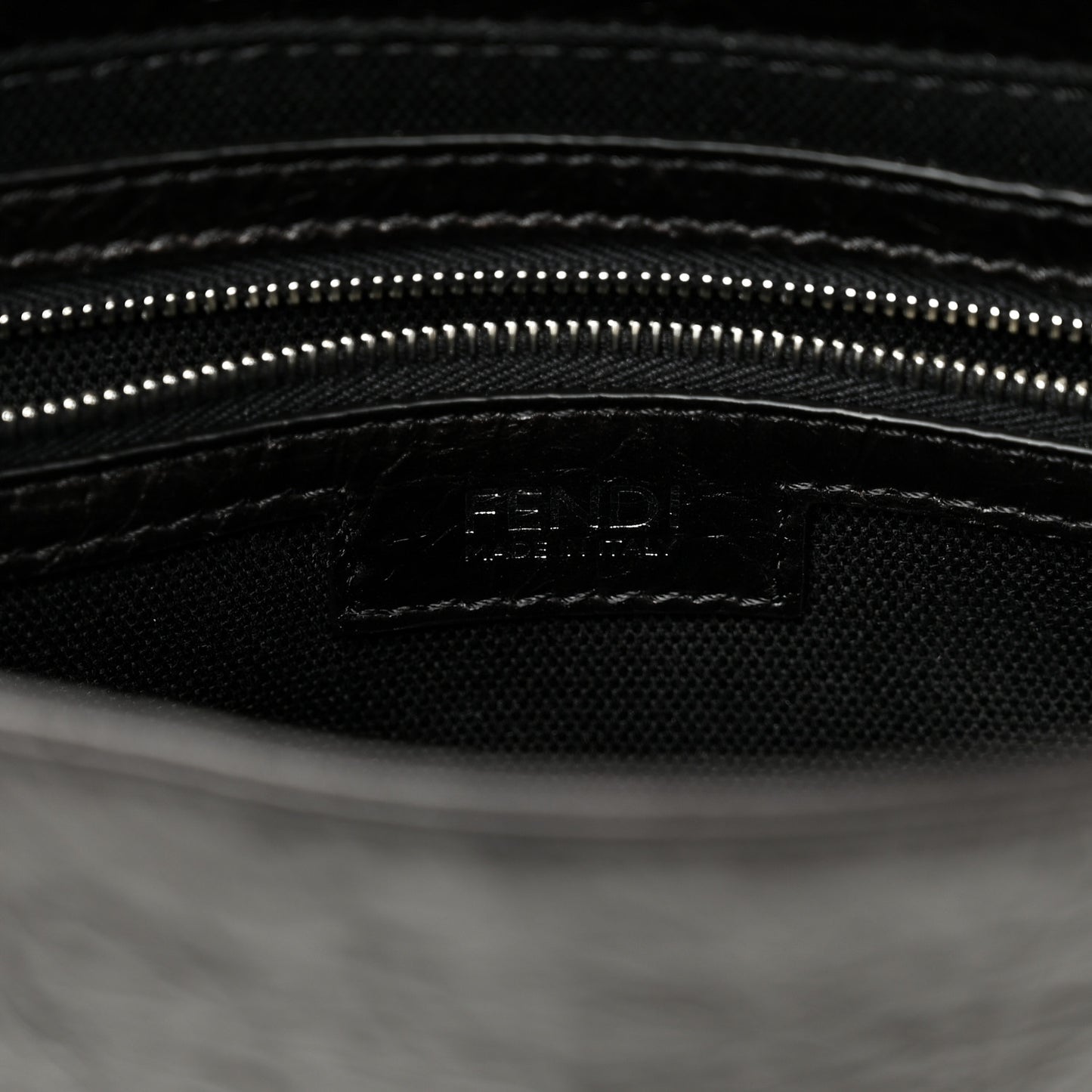 Crackled Calfskin Baguette 26424 Black