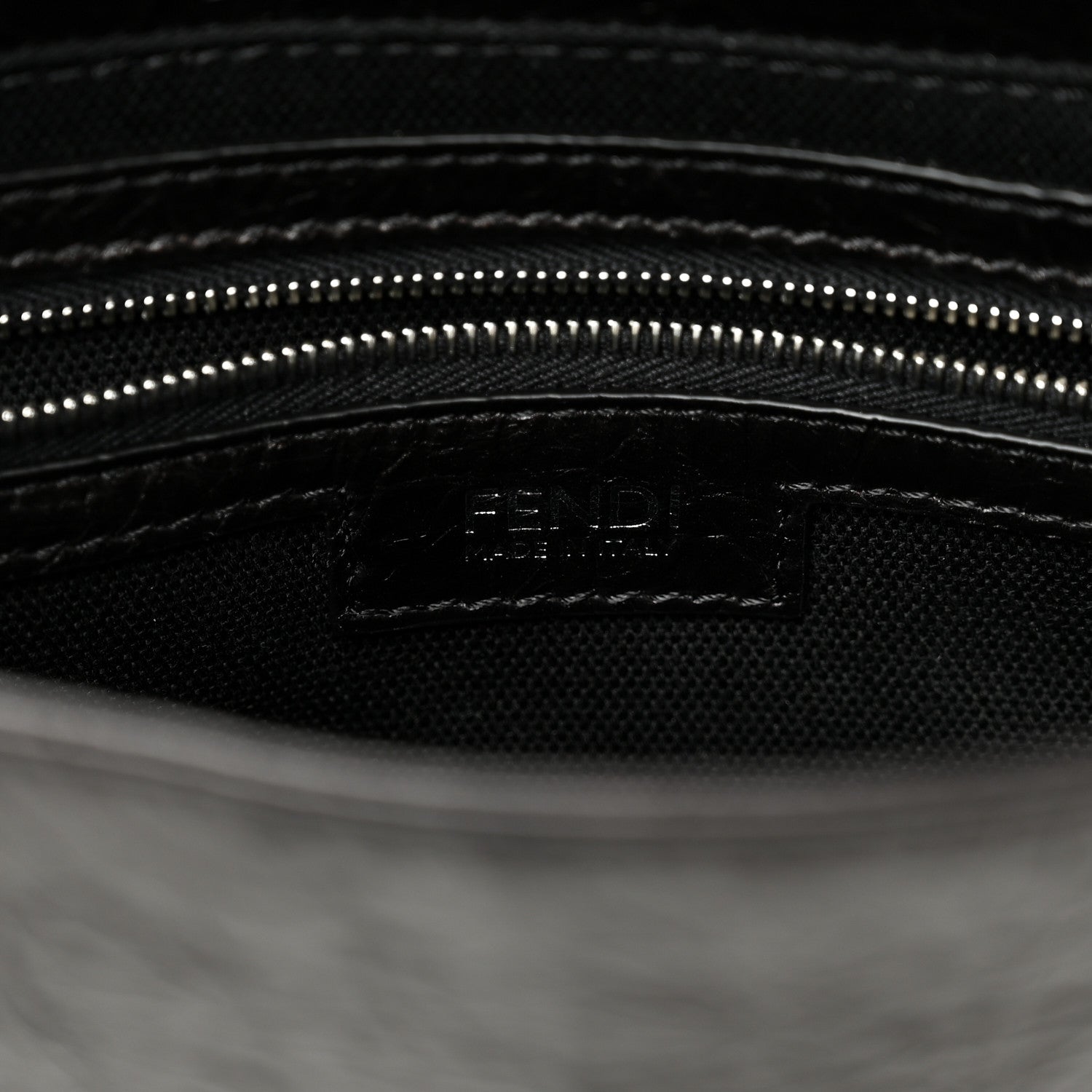 Fendi Crackled Calfskin Baguette 26424 Black 6 of 10