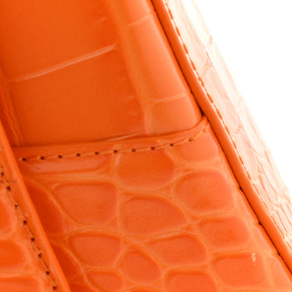 Balenciaga Shiny Calfskin Crocodile Embossed Small Hourglass Top Handle Bag Pop Orange 12 of 12