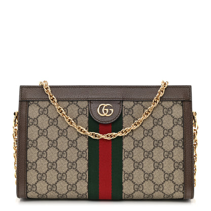 Gucci GG Supreme Monogram Web Small Ophidia Chain Shoulder Bag Brown 1 of 9