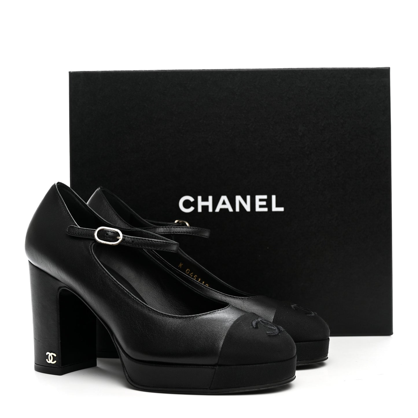 Lambskin Grosgrain Cap Toe CC Mary Jane Pumps 36 Black