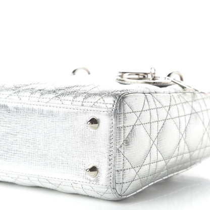 Christian Dior Metallic Grained Calfskin Cannage Small Lucky Badges My Lady Dior Silver 6 of 8