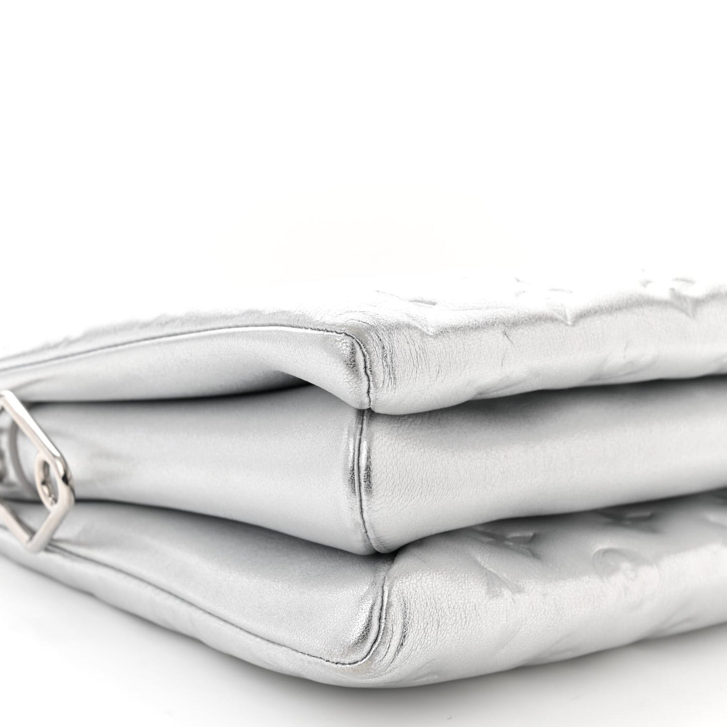 Metallic Lambskin Embossed Monogram Coussin PM Silver