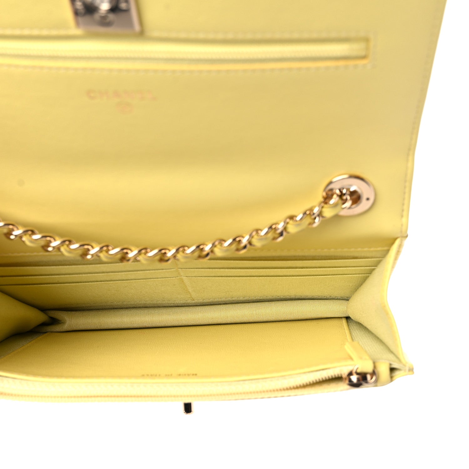 Chanel Lambskin Quilted Trendy CC Wallet On Chain WOC Yellow 5 of 24