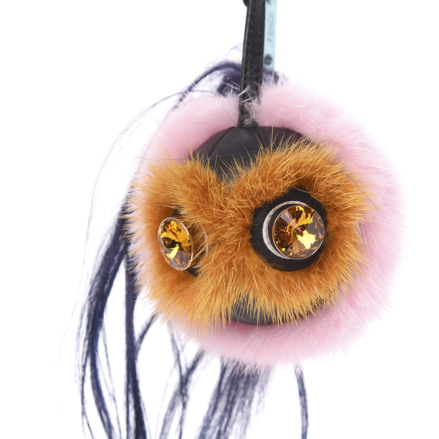 Fendi Mink Goat Fur QuTweet Bag Bug Charm Marshmallow Black 3 of 5