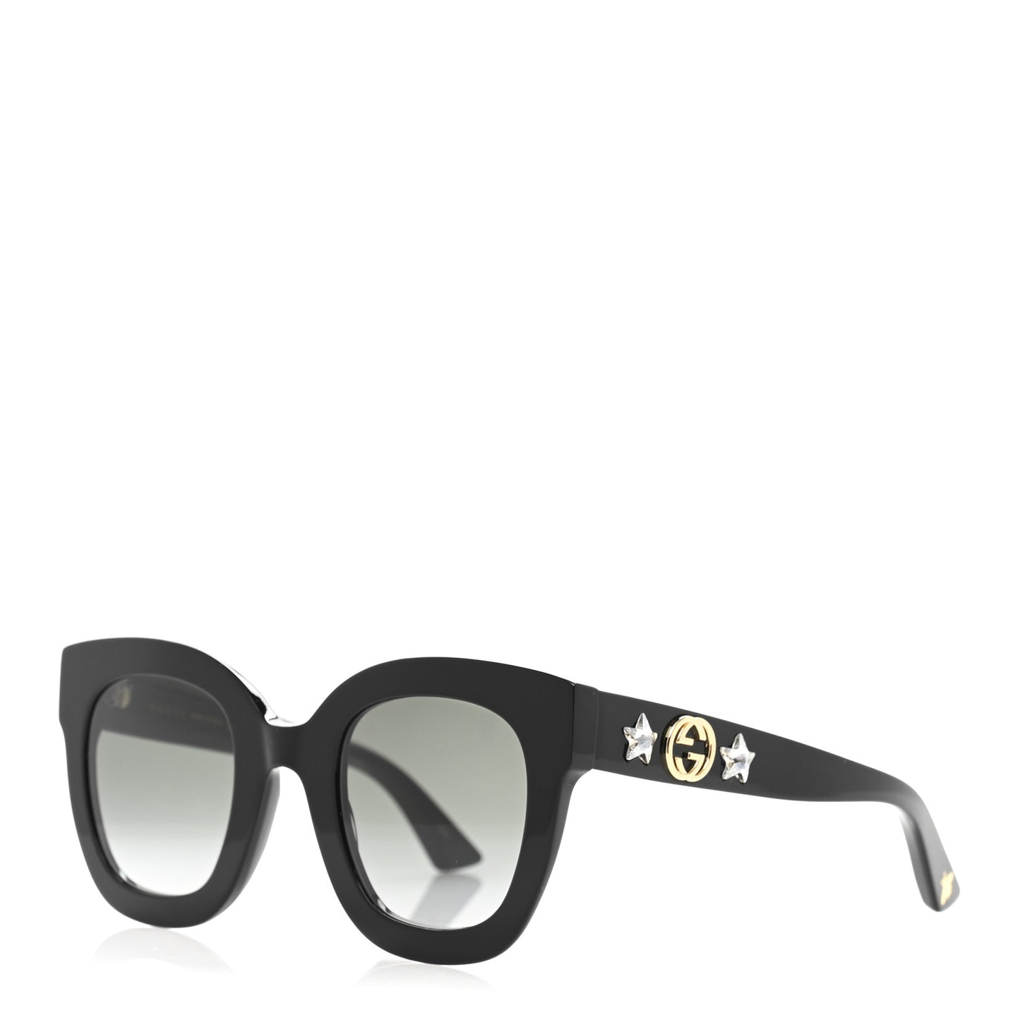 Acetate Crystal Star Round Frame Sunglasses GG0208S Black