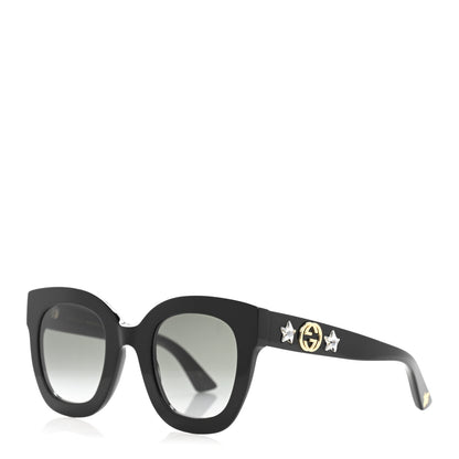 Gucci Acetate Crystal Star Round Frame Sunglasses GG0208S Black 1 of 9