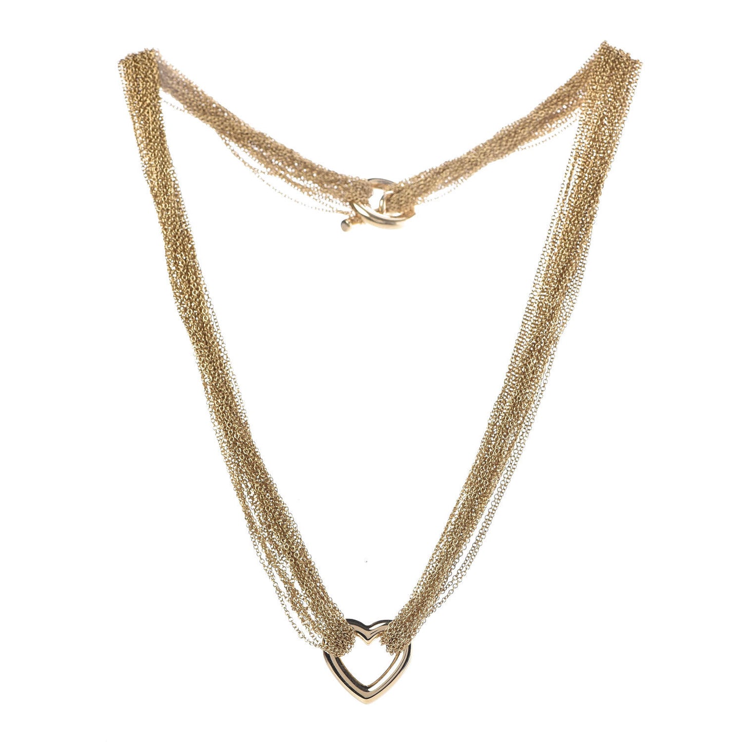 18K Yellow Gold Heart Mesh Toggle Necklace