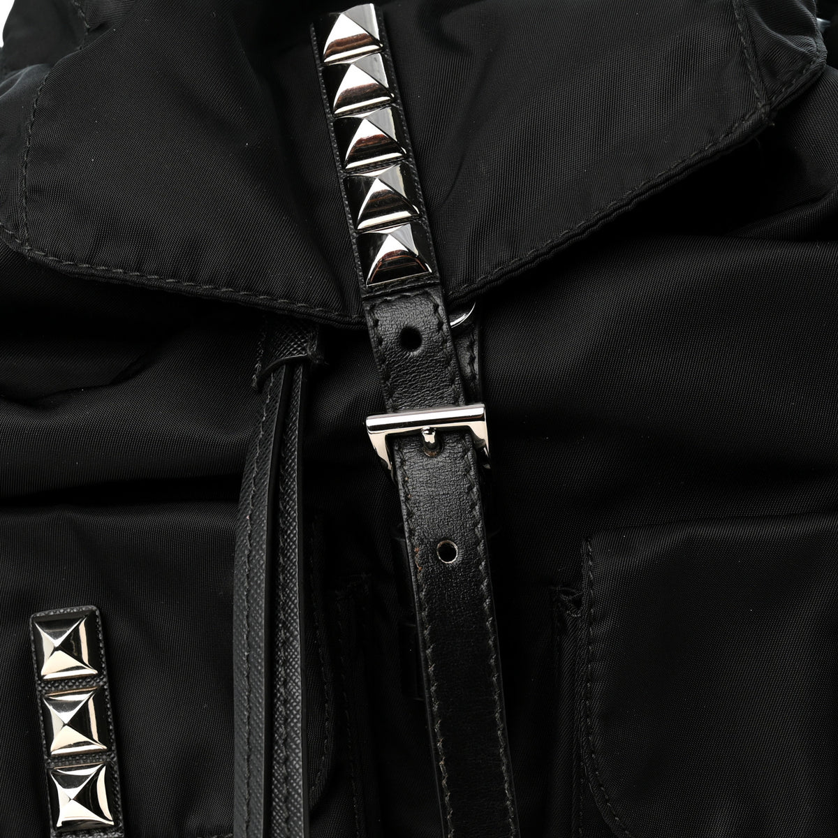 Prada Nylon New Vela Studded Backpack Black 8 of 11