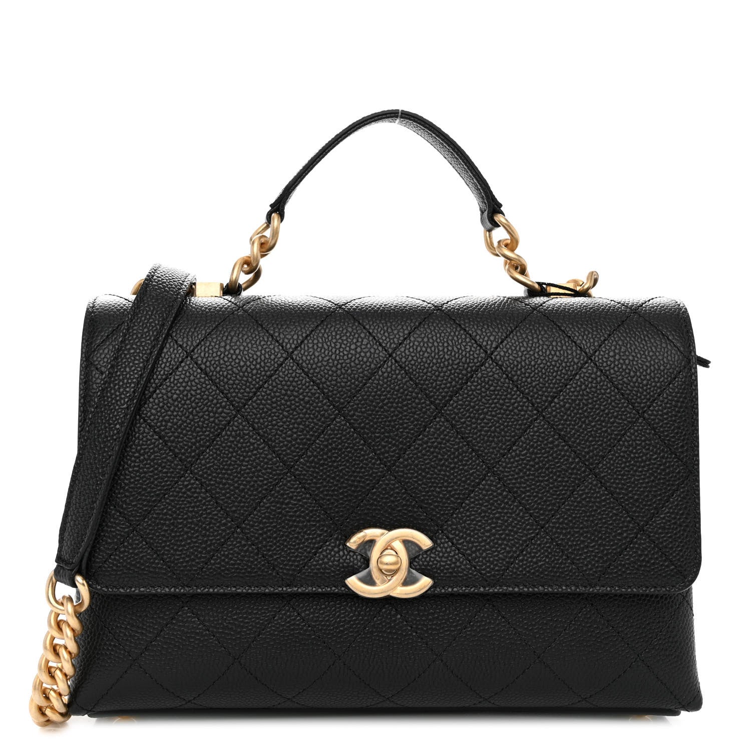 Chanel Grained Calfskin Small Stitched Flap Black 1 of 10